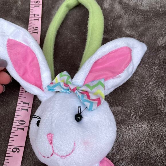 Easter Bunny Rabbit Plush Purse Toddler Stuffed Toy w/ Fabric Handle Zipper - Picture 9 of 12